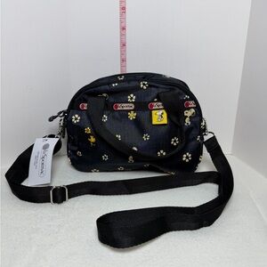 LeSportsac x Peanuts snoopy Black Floral Crossbody Bag